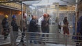 DELHI, INDIA - MARCH 13, 2019: men at gurudwara bangla sahib recieve karah parshad