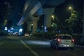 Delhi, India - March 19, 2019 : Street view of the life of India people and vehicle on the streets at Night time