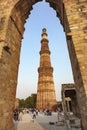 people visit Qutb Minar, Delhi, the worlds tallest brick built minaret at 72m Royalty Free Stock Photo