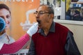 Delhi, India - November 19, 2022 - Close up of female dentist doing routine dental check-up to patient, Patient lying on chair at