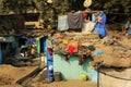 Ghetto and slums in Delhi India.These unidentified people live in a very difficult conditions on the ghettos of the city