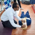 Delhi, India - November 19, 2022 - Human dummy lies on the floor during first Aid Training - Cardiopulmonary resuscitation. First