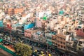 Old buildings and crowded street from Jama Masjid in Delhi, India