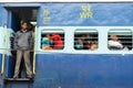 Indian crowded commuter train in Delhi