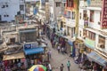 DELHI, INDIA - OCTOBER 12, 2013: Busy Main Bazar street, the mos