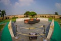 DELHI, INDIA - SEPTEMBER 25 2017: Beautiful grave in Rajghat, New Delhi as memorial at Mahatma Gandhis body cremation Royalty Free Stock Photo