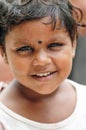 Delhi, India, september 3, 2010: Face of young female child looking ona a photographer, India