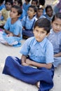 School children in class outside Delhi India
