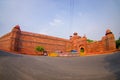DELHI, INDIA - SEPTEMBER 25 2017: A wall of red fort or Lal Qila in Delhi in the evening sun located in Delhi India Royalty Free Stock Photo