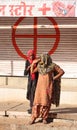 Street scene Indian women with colorful veil and, sari