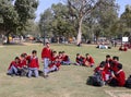 Unidentified local school boys in park of the India gate