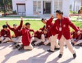 Unidentified local school students in park of the India gate