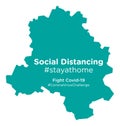 Delhi map with Social Distancing stayathome tag