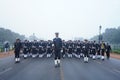 Delhi, New Delhi/ India- January 16 2021: Indian Army, Delhi Police and CRPF battalion rehearsing for Indian Republic Day Parade