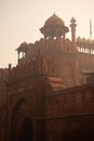 Delhi Red Fort, India in foggy polluted weather condition. Traditional Indian architecture Royalty Free Stock Photo