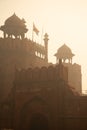 Delhi Red Fort, India in foggy polluted weather condition. Traditional Indian architecture Royalty Free Stock Photo