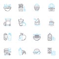 Deli linear icons set. Sandwiches, Bagels, Soups, Salads, Pastrami, Roast beef, Turkey line vector and concept signs