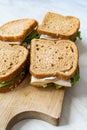 Deli meat sandwich with turkey close up shot with selective focus and toast bread Royalty Free Stock Photo