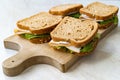 Deli meat sandwich with turkey close up shot with selective focus and toast bread Royalty Free Stock Photo