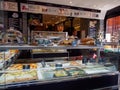 Deli with pizza and sandwiches at Notre Dame, Paris, France