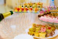 Delicacies and snacks in the buffet. Champagne. Seafood. A gala reception. Banquet Royalty Free Stock Photo