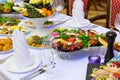 Delicacies, snacks and fruit on the festive table in the restaurant. Celebration. Catering. Banquet table Royalty Free Stock Photo