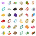 Delicacy icons set, isometric style Royalty Free Stock Photo