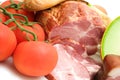 Delicacy mellon ham and tomato Royalty Free Stock Photo