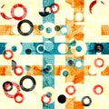 Delicate abstract geometric background. colored circles and lines. grunge effect. Royalty Free Stock Photo