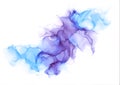 Delicate abstract hand drawn watercolor or alcohol ink background in violet and blue tones. Raster illustration Royalty Free Stock Photo