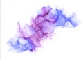 Delicate abstract hand drawn watercolor or alcohol ink background in violet and blue tones. Raster illustration Royalty Free Stock Photo