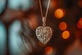Delicate Affection: Necklace\'s Heart in Focus.