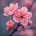 Apricot Blossom with Morning Dew Drops in Soft Focus Background Royalty Free Stock Photo