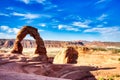 Delicate Arch in Arches National Park at Sunrise, Utah Royalty Free Stock Photo