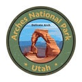 Delicate Arch in Arches National Park, Utah, United States. Vector illustration