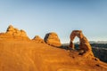 Delicate Arch at Golden hour sunset in Arches National Park in Utah, USA Royalty Free Stock Photo