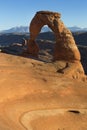 Delicate Arch and LaSal mountains Royalty Free Stock Photo