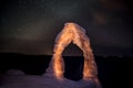 Delicate Arch at Night against Beautiful night sky