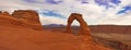 Delicate Arch panorama. Arches National Park Royalty Free Stock Photo