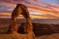 Delicate arch at sunset in Arches National Park, Utah United States Royalty Free Stock Photo