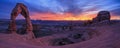 Delicate Arch Sunset Panorama Royalty Free Stock Photo