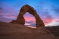 Delicate Arch vibrant sunrise in Arches National Park Royalty Free Stock Photo