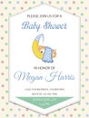 Delicate baby boy shower card with little teddy bear Royalty Free Stock Photo