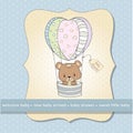 Delicate baby boy shower card with teddy bear Royalty Free Stock Photo