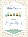 Delicate baby boy shower card with toy train