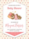 Delicate baby girl shower card with little teddy bear Royalty Free Stock Photo