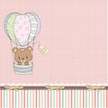 Delicate baby girl shower card with teddy bear Royalty Free Stock Photo