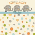 Delicate baby shower card with little elephants