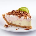 Delicate Bacon Key Lime Pie Slice On White Background