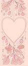 Delicate banner with pink hearts boho line drawing, digital illustration painting